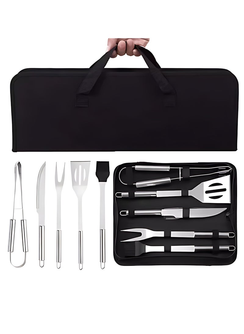 CME 5-Piece Stainless Steel BBQ Grill Tool Set Silver/Black  - Image 3