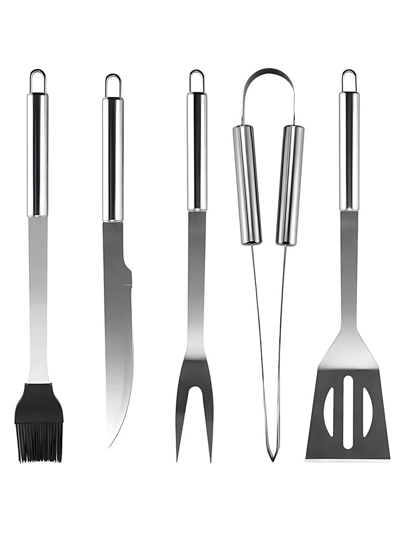 CME 5-Piece Stainless Steel BBQ Grill Tool Set Silver/Black  - Image 4