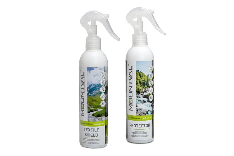Mountval Protector Set, 2 x 300ml, Textile Shield for Clothing, Protector for Shoes, Leather, Nubuck, Suede, Fabric & GORE-TEX - Image 1