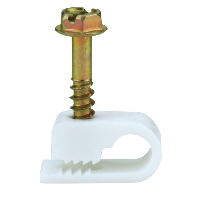 Skywalker Flexible Single Cable Screw Clips (Pack of 100 / White) - Image 1