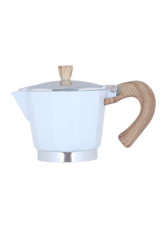 Alsaif Aluminum Espresso Coffee Maker With Wooden Handle 3 Cups 300 Ml White  - Image 4