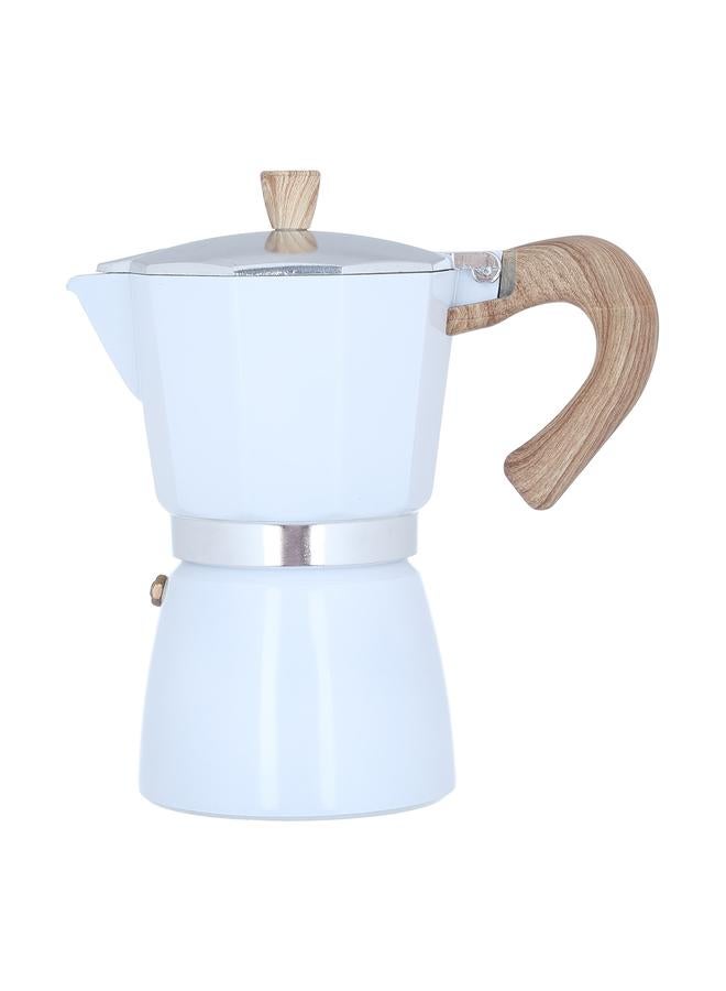 Alsaif Aluminum Espresso Coffee Maker With Wooden Handle 3 Cups 300 Ml White  - Image 1