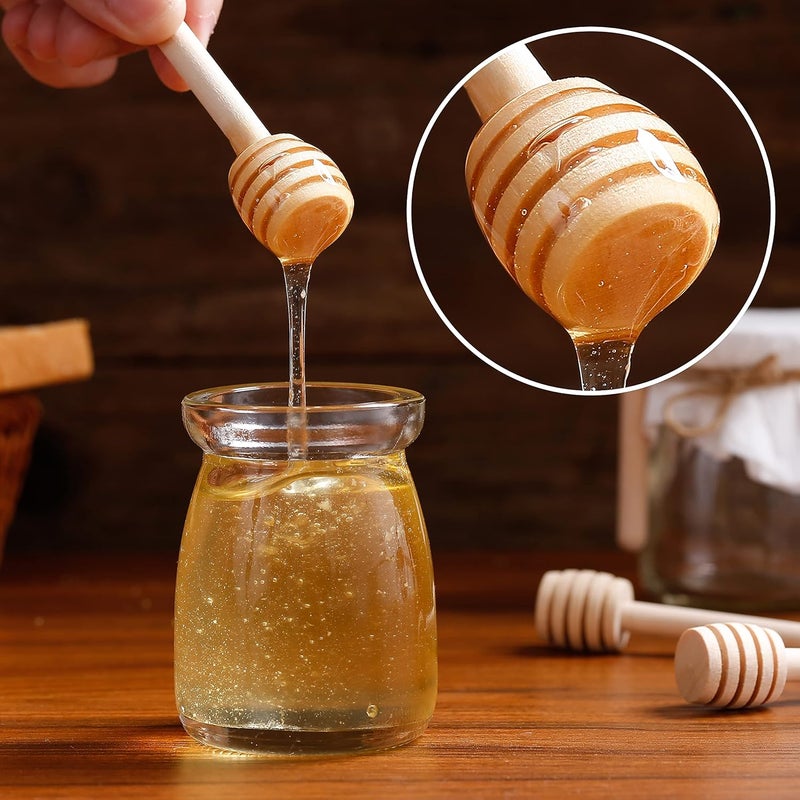 CJFocus 150 Pcs Honey Dipper Sticks, 3 inch Mini Wooden Honeycomb Stick, Small Honey Spoons Stirrer Stick for Honey Jar Dispense Drizzle Honey and Wedding Party Favors Gift - Image 2