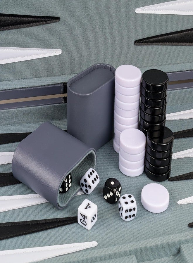 RERIVER Backgammon Set 2 Players Classic Backgammon Sets for Adults Board Game with PU Leather Case Portable and Travel Backgammon Set (Grey, 18inch) - Image 4
