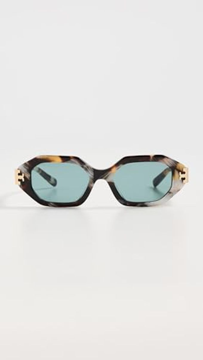 Tory Burch Women'S Eleanor Irregular Sunglasses, Dark Wavy Tortoise, One Size - Image 2