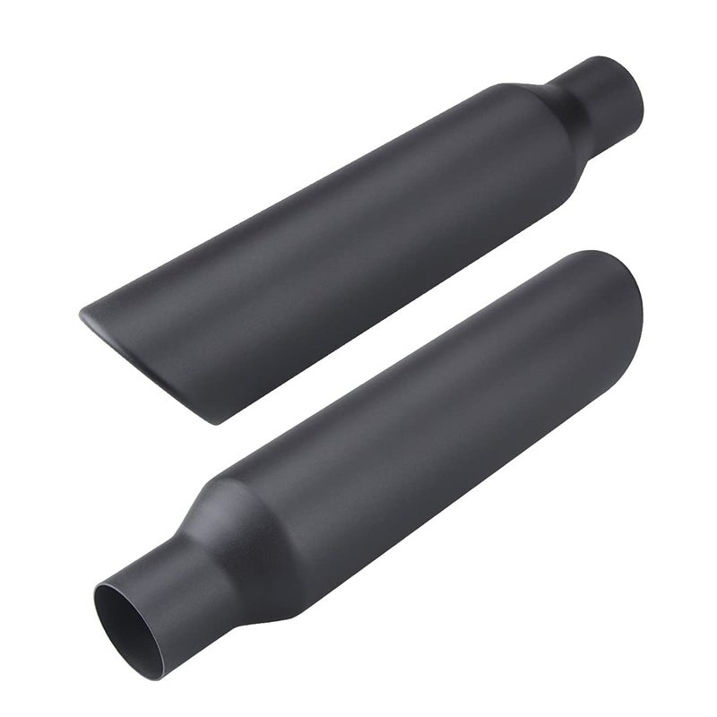 LCGP 25 Inch Inlet Exhaust Tip 25 Inlet x 4 Outlet x 18 Overall Length Weld On Universal Stainless Steel Black Diesel Exhaust Tailpipe 2 Pcs