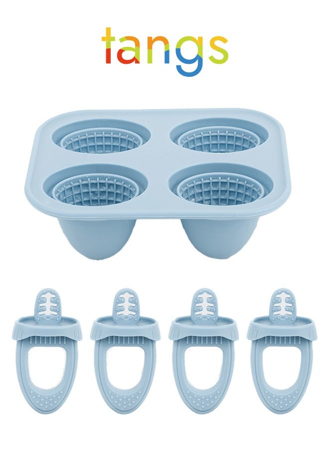 tangs Baby Teething Popsicle Mold - Food Grade Silicone Ice Cream & Cheese Stick Maker with Lid, Teething Toy for Infants, Breast Milk/Formula/Fruit Freezer Tray with Non-Spill Design & Detachable Pacifier Clip  - Image 1