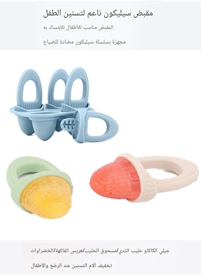 tangs Baby Teething Popsicle Mold - Food Grade Silicone Ice Cream & Cheese Stick Maker with Lid, Teething Toy for Infants, Breast Milk/Formula/Fruit Freezer Tray with Non-Spill Design & Detachable Pacifier Clip  - Image 3