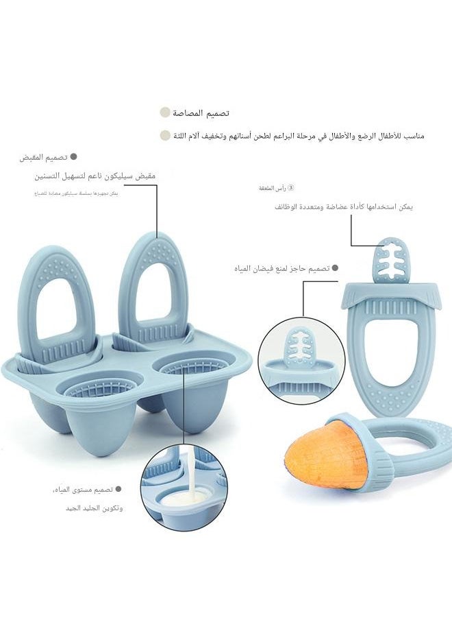 tangs Baby Teething Popsicle Mold - Food Grade Silicone Ice Cream & Cheese Stick Maker with Lid, Teething Toy for Infants, Breast Milk/Formula/Fruit Freezer Tray with Non-Spill Design & Detachable Pacifier Clip  - Image 4