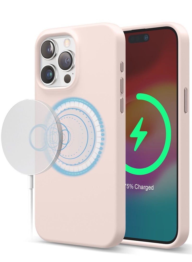 Elago Magnetic Liquid Silicone for iPhone 15 PRO Case Cover with MagSafe Shockproof - Lovely Pink - Image 1