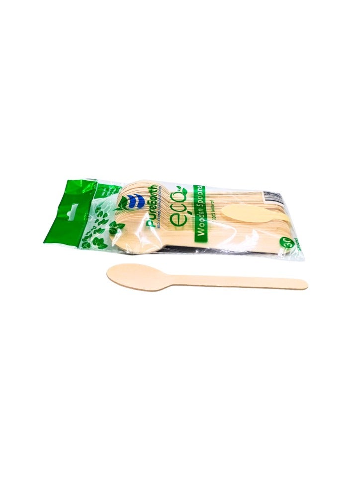PureEarth PureEarth Wooden Spoon – 160mm (30 Pieces) | 100% Natural Birch Wood | Eco-Friendly & Biodegradable  - Image 5