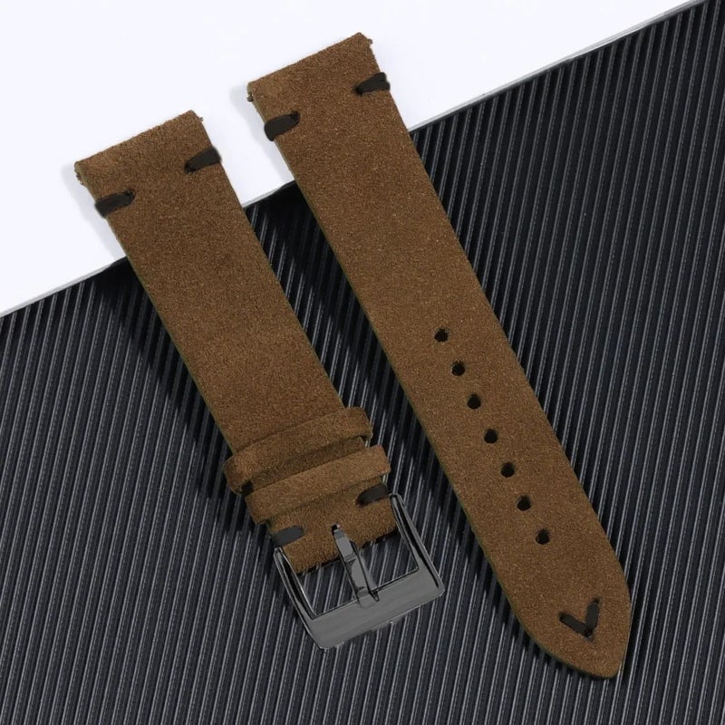 Bluejw 18mm Vintage Suede Leather Watch Band - Quick Release Replacement Strap for Smart Watches - Image 1