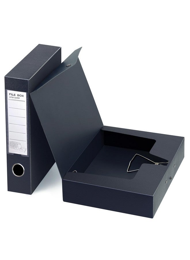 هوا جي عبوتان من صناديق تخزين الملفات بحجم A4، عمود فقري 65 مم، صندوق تخزين المستندات مع مشبك معدني للمكتب والمدرسة - أسود - Image 1