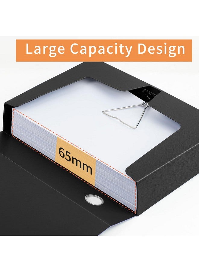 هوا جي عبوتان من صناديق تخزين الملفات بحجم A4، عمود فقري 65 مم، صندوق تخزين المستندات مع مشبك معدني للمكتب والمدرسة - أسود - Image 2