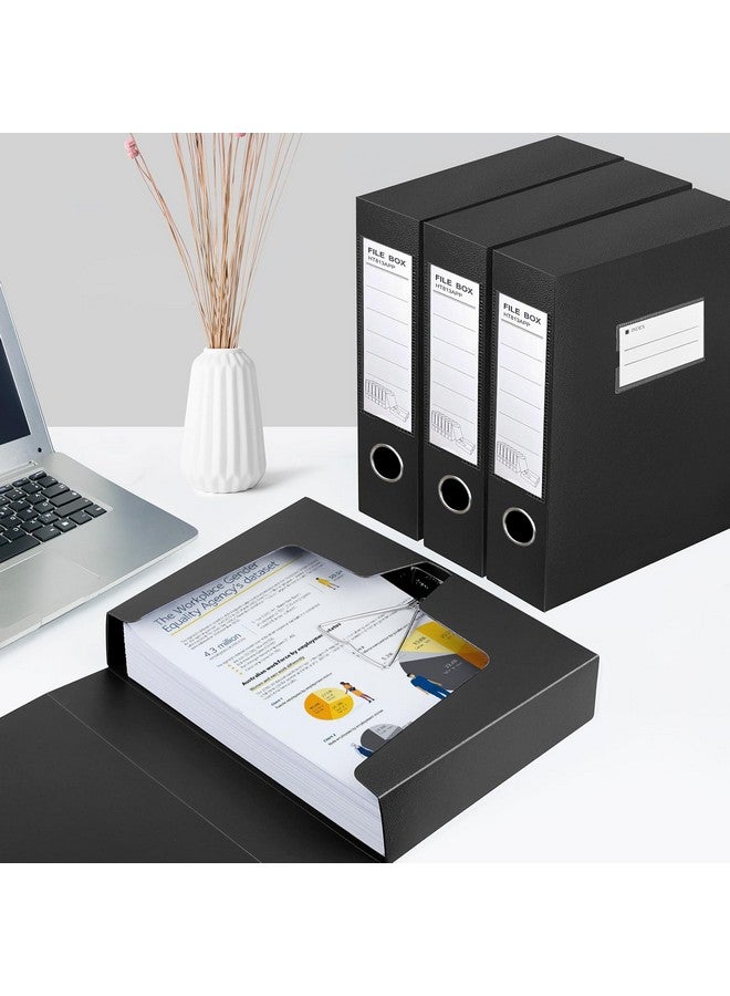 هوا جي عبوتان من صناديق تخزين الملفات بحجم A4، عمود فقري 65 مم، صندوق تخزين المستندات مع مشبك معدني للمكتب والمدرسة - أسود - Image 3