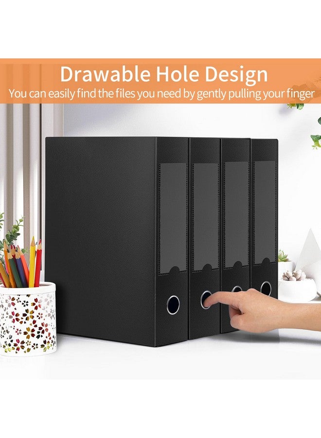 هوا جي عبوتان من صناديق تخزين الملفات بحجم A4، عمود فقري 65 مم، صندوق تخزين المستندات مع مشبك معدني للمكتب والمدرسة - أسود - Image 5