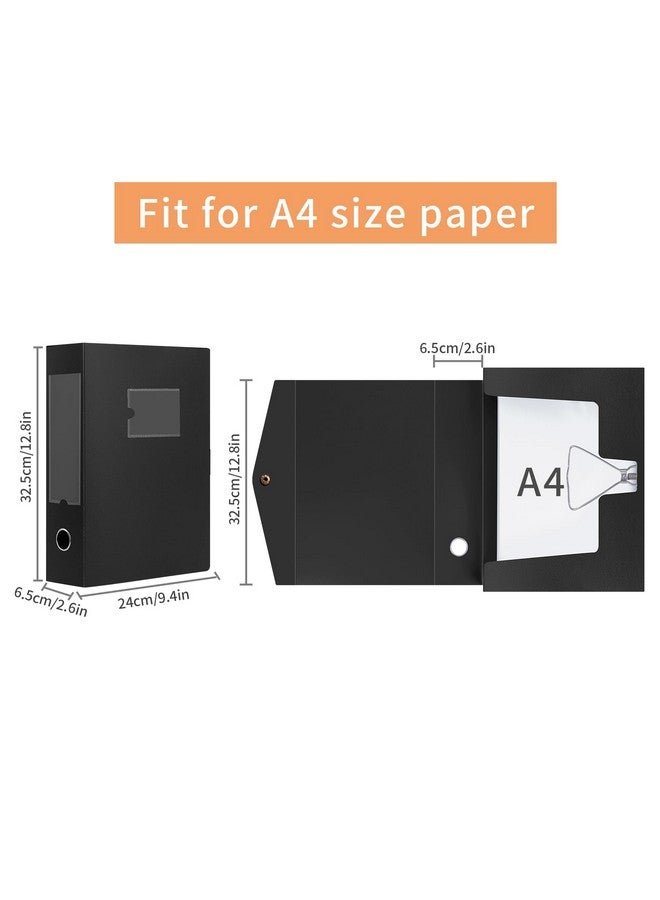 هوا جي عبوتان من صناديق تخزين الملفات بحجم A4، عمود فقري 65 مم، صندوق تخزين المستندات مع مشبك معدني للمكتب والمدرسة - أسود - Image 4