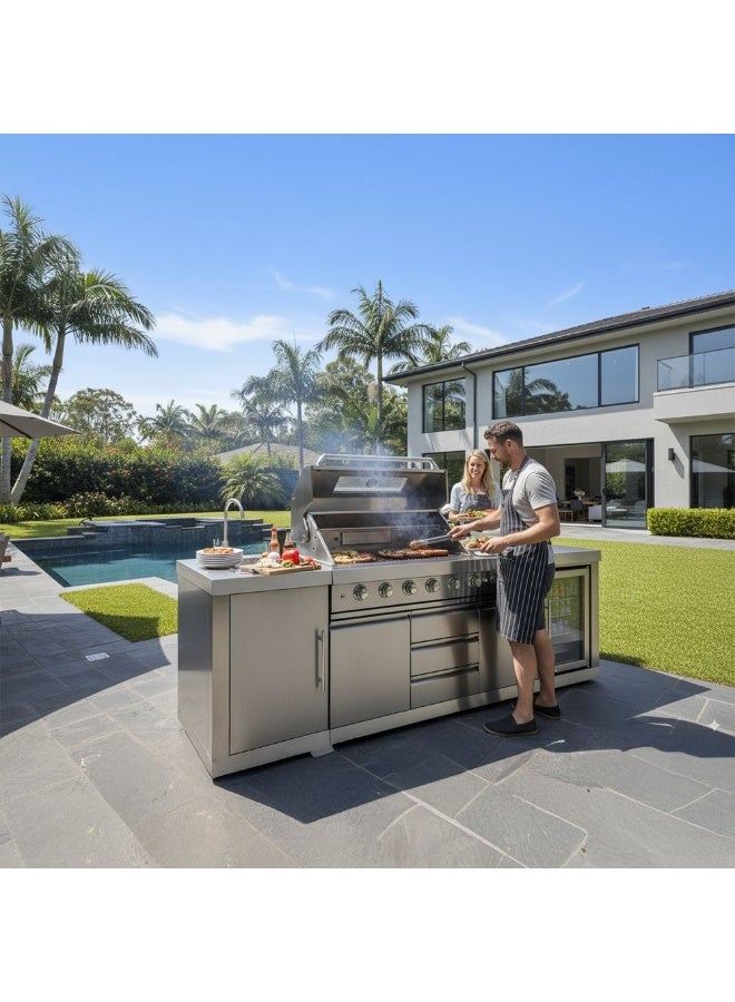DANUBE HOME Deluxe BBQ Kitchen Outdoor Cooking – Stylish Modular Outdoor Kitchen Stainless Steel Finish for Garden, Patio & Villa Entertaining - Image 4