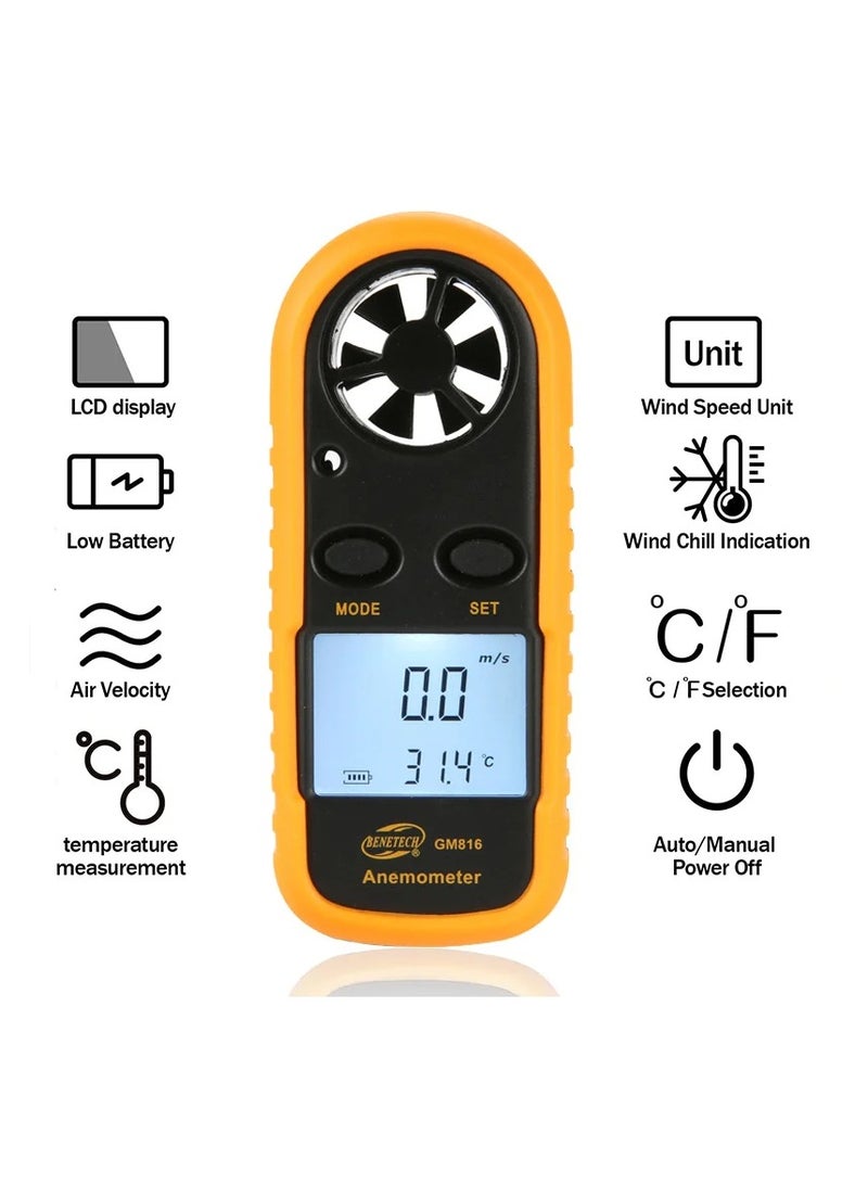 مقياس شدة الرايح الرقمي المحمول مع شاشة LCD  - Image 3