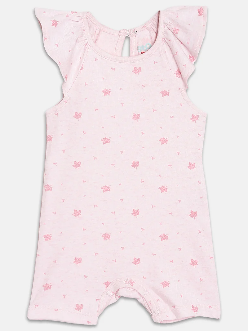 Broon Broon Infant Girls White and Pink Printed Organic Cotton Rompers Pack of 2