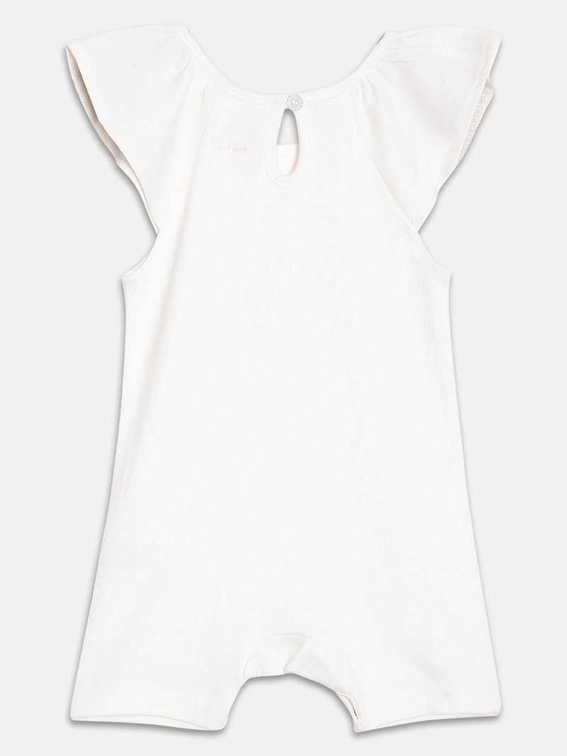 Broon Infant Girls White and Pink Printed Organic Cotton Rompers Pack of 2 - Image 5