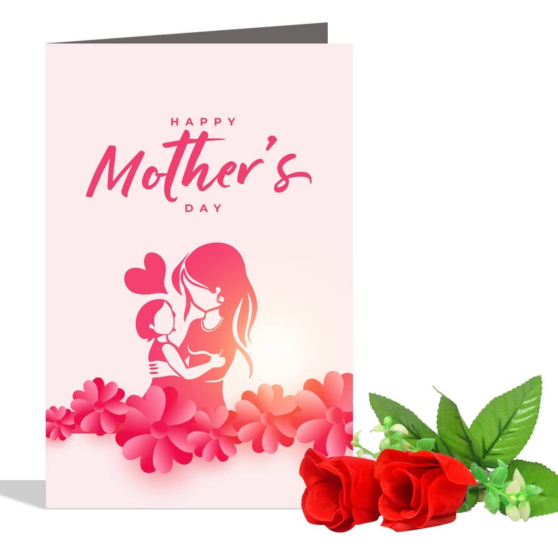 GIFT MY PASSION GIFT MY PASSION Happy Mothers Day Greeting Card 2 Red Roses Hamper Gift for Mother Gift for Mom Gift for Maa Mothers Day Gift for Mom Mother Mummy Mom