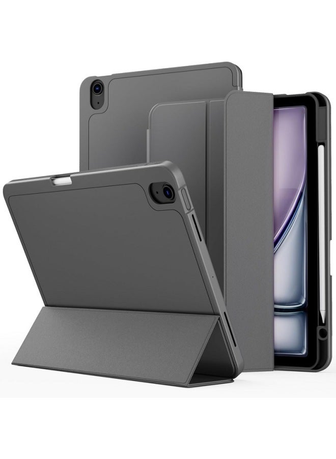 جراب جلدي مناسب لجهاز iPad مع فتحة للقلم - اللون: رمادي غامق - الطراز الملائم: iPad Mini7/（A17RO) - Image 1