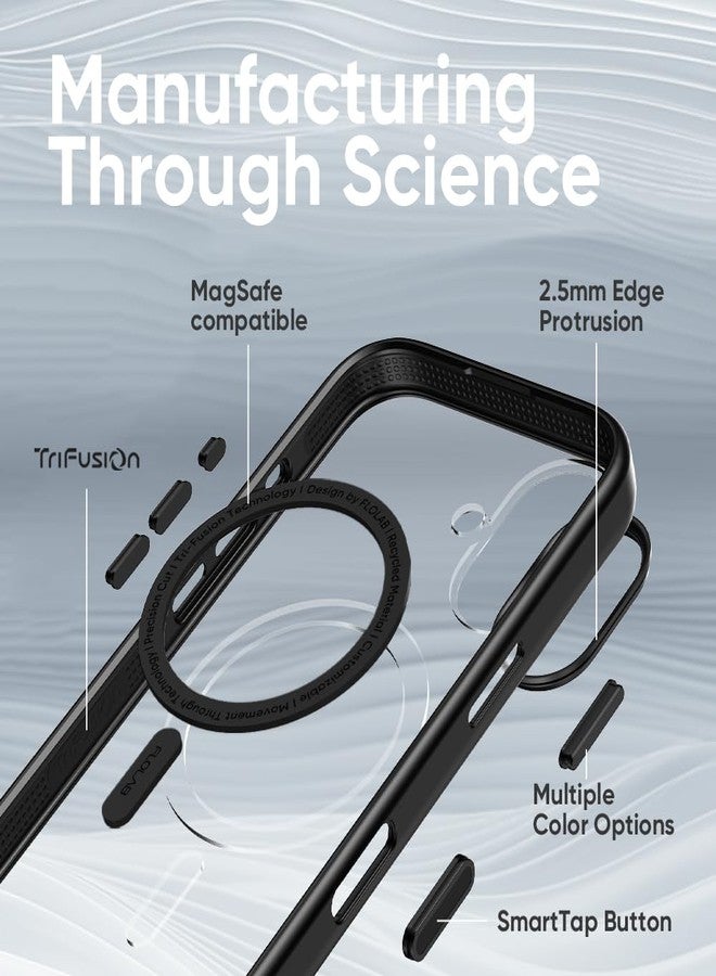 FLOLAB Surtect Tri-Fusion Magnetic for iPhone 17 Case Protective Slim Design Magsafe Compatible Military Grade - Black Clear Black - Image 3