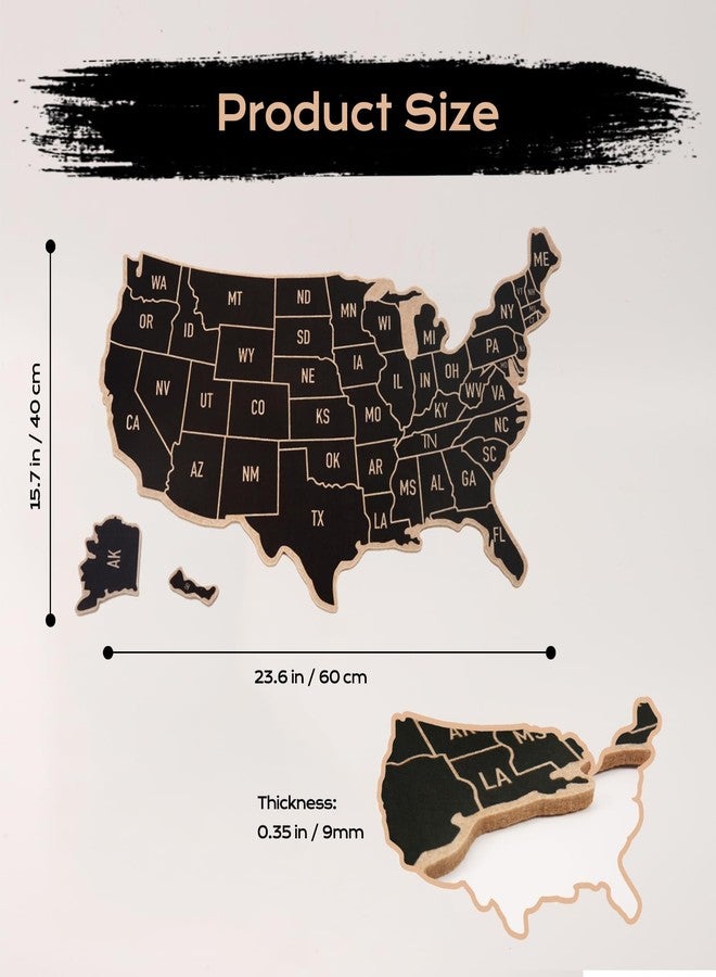 Aitakatta USA Wall Map, US Travel Tracker Felt Bulletin Board, 23.6x15.7 Inches Pin Board, Maps of United States for Travelers, Classroom Geography & Home Decor(BK-US-MAP,4060,1p) - Image 2