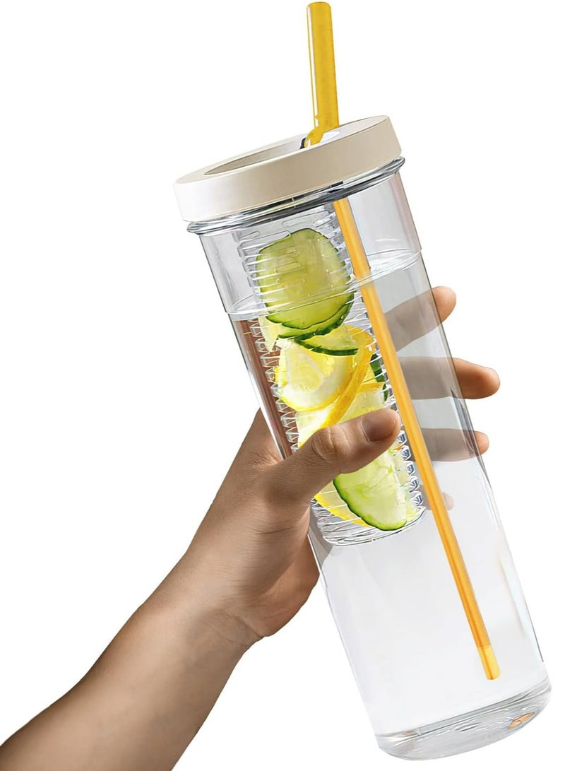 Oasisgalore 700ML Fruit Infuser Water Bottle with Straw, Flip Lid, Strainer - Shatterproof, Leakproof, Gym/Outdoor Use  - Image 1