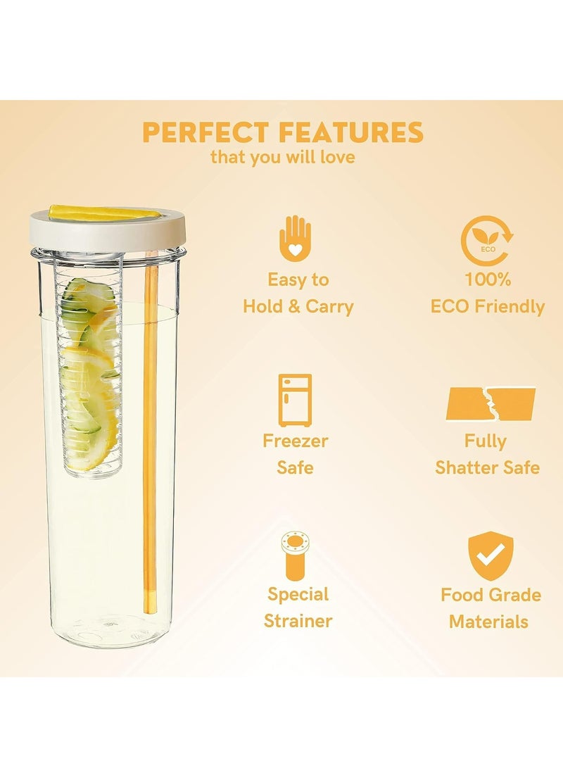 Oasisgalore 700ML Fruit Infuser Water Bottle with Straw, Flip Lid, Strainer - Shatterproof, Leakproof, Gym/Outdoor Use  - Image 3