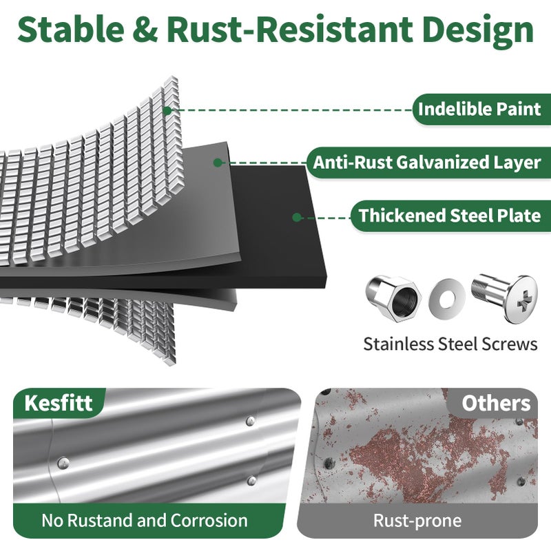 Kesfitt Raised Garden Bed, 4x2x1 FT Galvanized Steel Metal Raised Garden Bed, Oval Open-Bottom Design, 12-Inch Deep for Outdoor Vegetable & Herb Gardening, Silver - Image 2