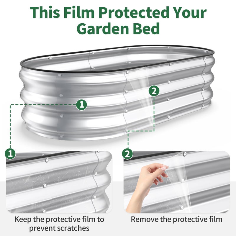 Kesfitt Raised Garden Bed, 4x2x1 FT Galvanized Steel Metal Raised Garden Bed, Oval Open-Bottom Design, 12-Inch Deep for Outdoor Vegetable & Herb Gardening, Silver - Image 5