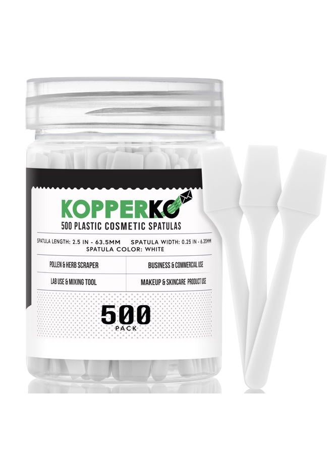 Kopperko Mini Spatula (2.5”, 500 Pack) - Small Facial Makeup Spatula for Skincare, Creams & Crafts | Eye Cream Applicator Tool for Mixing, Cosmetic, Face Mask | Disposable Makeup Applicators | White - Image 1