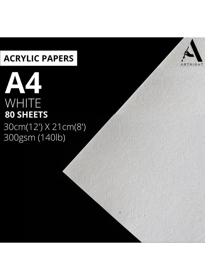 ArtRight Artists' Acrylic Paper (A4 Pack of 80 Sheets, 300 GSM); 300 GSM Handmade Sheets for Gouache & Acrylic Media (Papers for Acrylic & Gouache Media) - Image 2