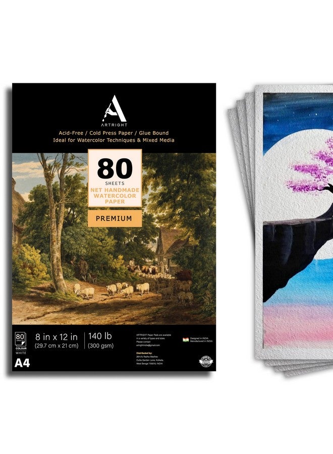 ArtRight Artists' Acrylic Paper (A4 Pack of 80 Sheets, 300 GSM); 300 GSM Handmade Sheets for Gouache & Acrylic Media (Papers for Acrylic & Gouache Media) - Image 1