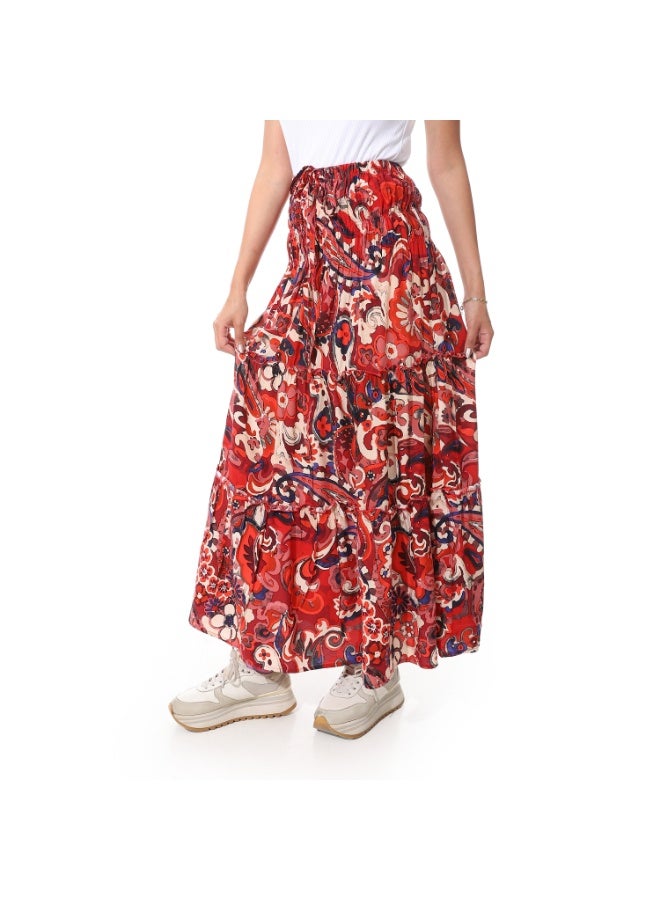 Coctail 6475-Floral Skirt-Red - Image 2