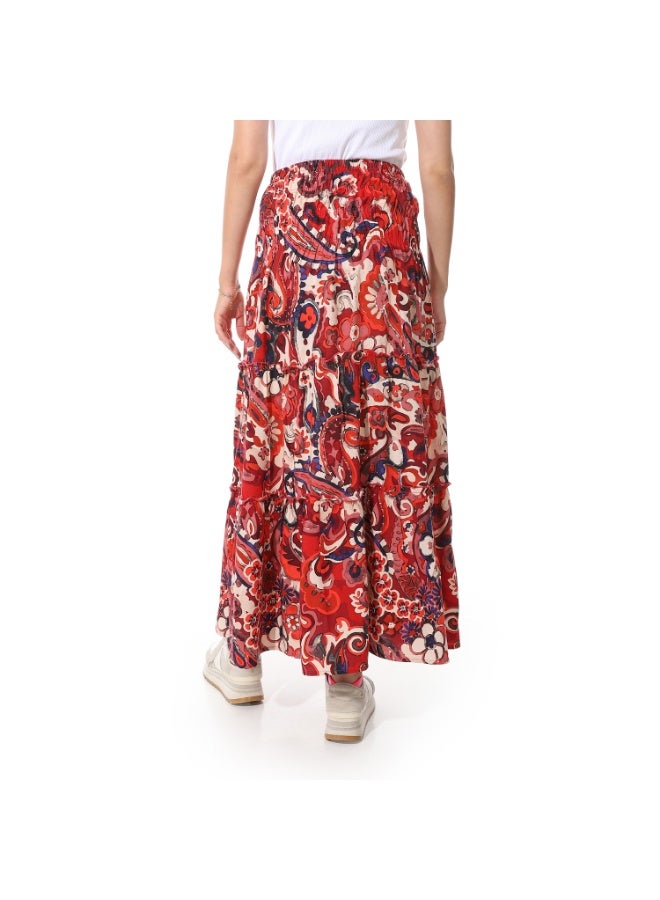 Coctail 6475-Floral Skirt-Red - Image 3
