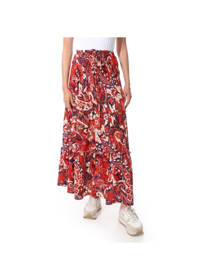 Coctail 6475-Floral Skirt-Red - Image 1