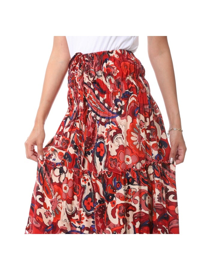 Coctail 6475-Floral Skirt-Red - Image 4