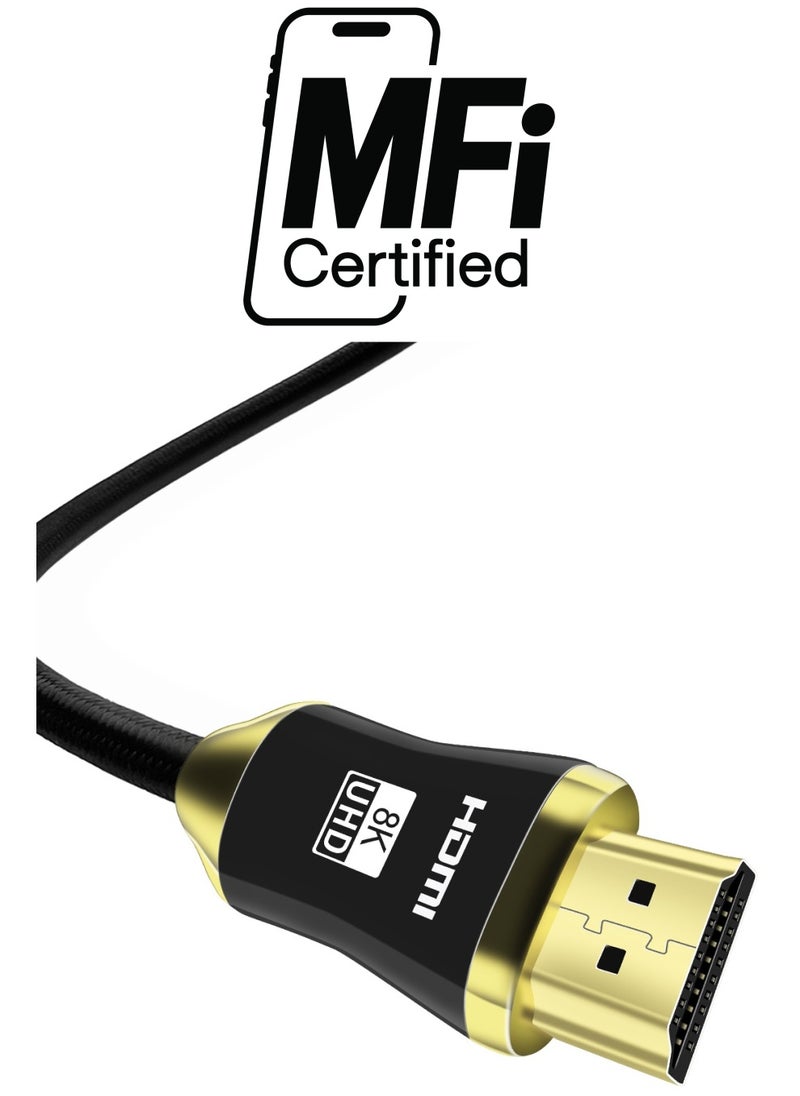 Prostyle HDMI Cable 4k 2.0M 48Gbps High-Speed HDMI to HDMI Cable, 4K 60Hz Ultra HD Video Wire, Braided 3D HDMI Cord Compatible with  Macbook Pro Computer Monitors, Projectors, UHD TV, PS5, PS4, Xbox, Switch -  Black  - Image 1