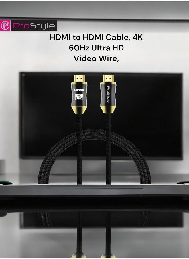Prostyle HDMI Cable 4k 2.0M 48Gbps High-Speed HDMI to HDMI Cable, 4K 60Hz Ultra HD Video Wire, Braided 3D HDMI Cord Compatible with  Macbook Pro Computer Monitors, Projectors, UHD TV, PS5, PS4, Xbox, Switch -  Black  - Image 5