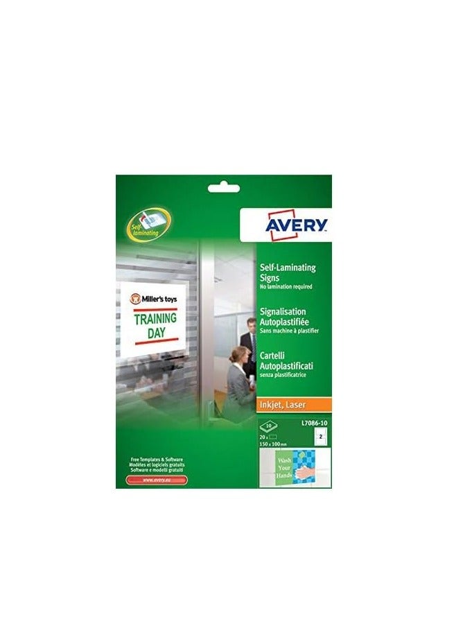 AVERY 10-Sheet Self-Laminating Signs White  - Image 1