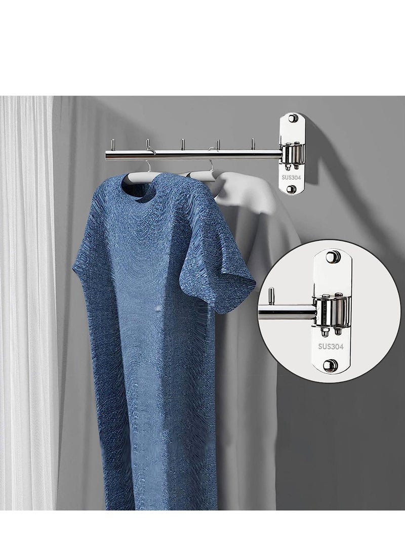 KASTWAVE 2 Pcs Wall Mounted Clothes Hanger Rack, Stainless Steel Hook Holder, Space Saving Clothing Hanging System Closet Storage Organizer Drying Rack Coat Hook for Bathroom, Bedroom, Laundry Room - Image 3