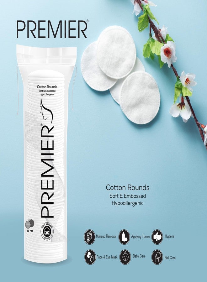 Premier Cotton Pads - Soft & Embossed, Hypoallergenic, Pack of 80 Pcs x1 | Ideal for Makeup Removal, Toner Application, Baby Care, Nail Care & Hygiene | High-Quality Cotton Rounds for Daily Use - Image 4