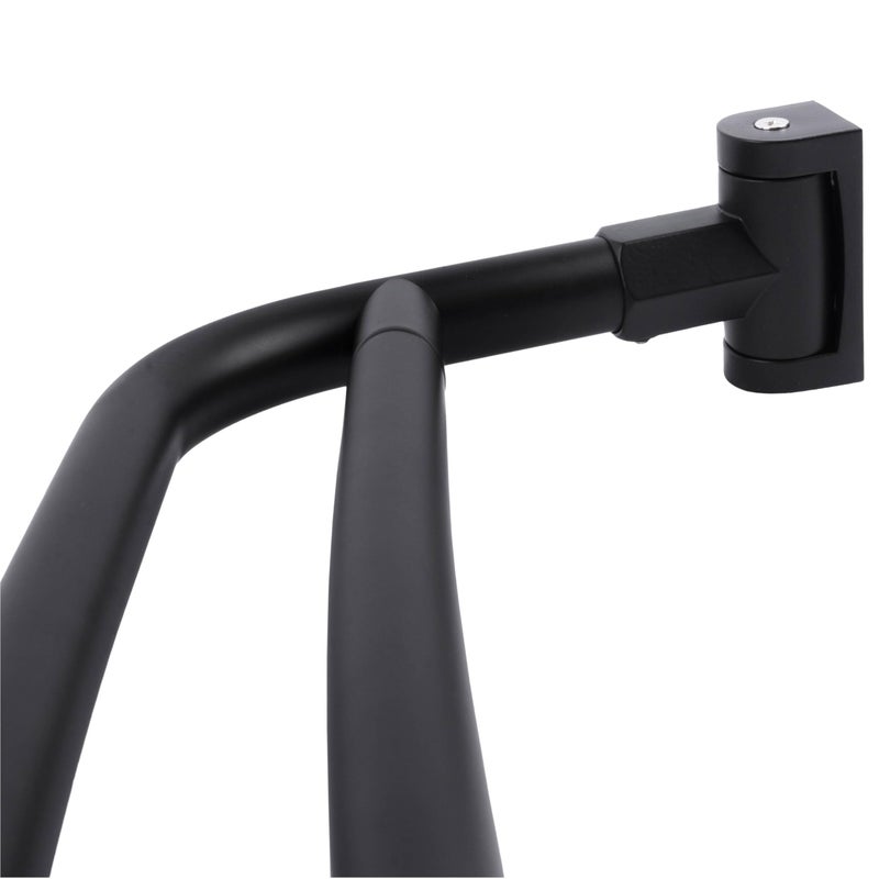 JS Jackson Supplies Double Curved Shower Rod, Metal Construction, Adjustable Between 44 to 70 Inches, Aluminum Rods and Zinc Mounting Hardware, Quality Modern Bathware, Black Finish - Image 1