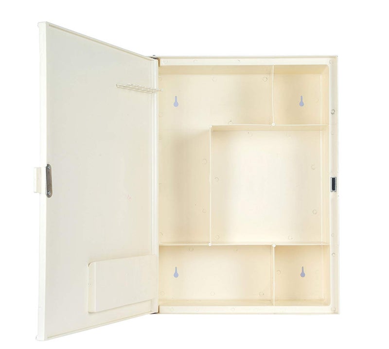 PGen Sized Medium125X45X17Spacious Full Mirror Single Door Magnetic Lock Plastic Cabinet Plastic Wall Shelf Number of Shelves 5 Magic White - Image 3