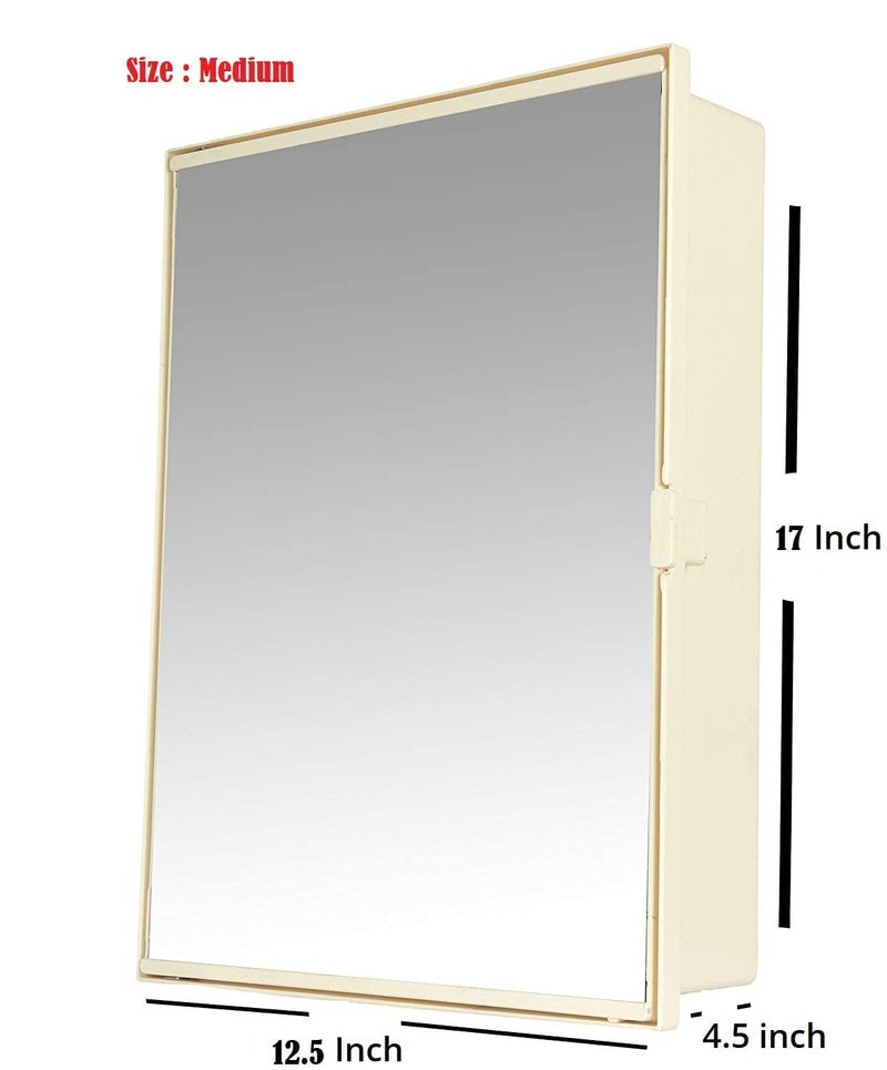 PGen Sized Medium125X45X17Spacious Full Mirror Single Door Magnetic Lock Plastic Cabinet Plastic Wall Shelf Number of Shelves 5 Magic White - Image 2
