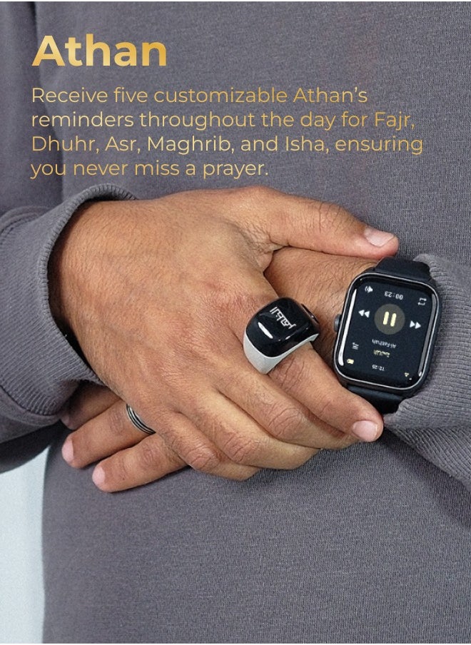 iQIBLA UMEOX iQIBLA Smart Zikr Ring JOOD Blue | 5 Prayer Time Reminders | Tasbih Smart Counter | Stronger Tracks 65000 Counts | iQIBLA Social Life App(Points Redemption,Sleep,Heart Rate,Steps...) | One Year After Sales Service | Freely Adjust Suitable Ring Size | Waterproof Life | for Musilm  - Image 5