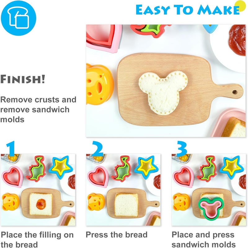 AKHMLEF Sandwich Cutter and Sealer, Sandwich Cutter for Kids 5 PCS（BIG）, Decruster Sandwich Maker, Great for Lunchbox and Bento Box - Boys and Girls Kids Lunch - Image 5